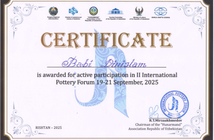 «Rishtan 2025 International Pottery Forum / 2-Xalqaro Kulolchilik Forumi» халықаралық құмырашылар форумы